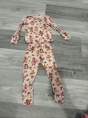 Posh Peanut Girls Pink Ballerina Print Pajama Set